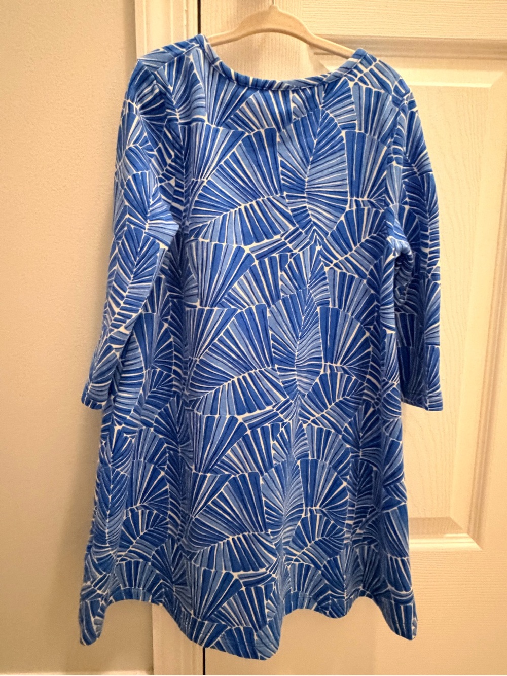 Vineyard Vines Girls' Blue and White Fan-Print Knit Dress